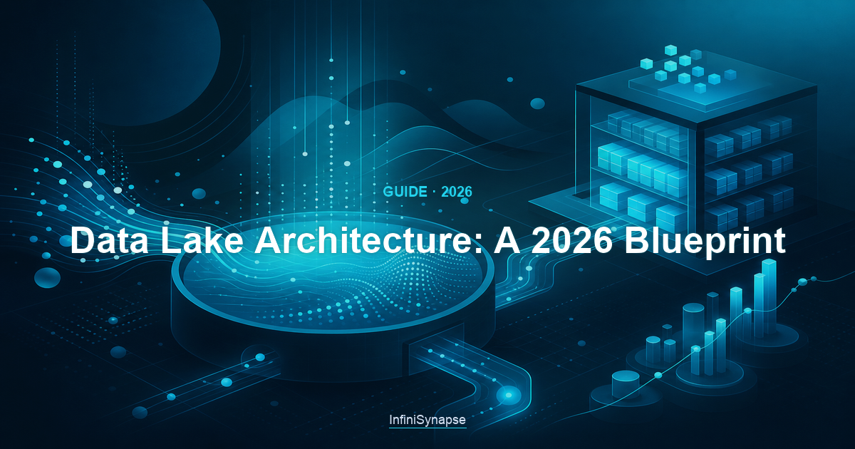 Overview of data lake architecture in 2026: ingestion, zoned storage, catalog, processing, and serving layers that prevent a swamp